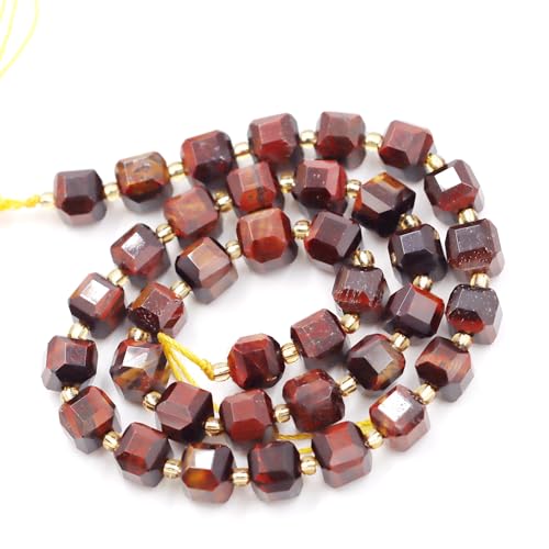 Natürliche facettierte Steinperlen zur Schmuckherstellung, verkauft pro Beutel, 5 Stränge im Würfel, rotes Tigerauge, 6 mm von generic