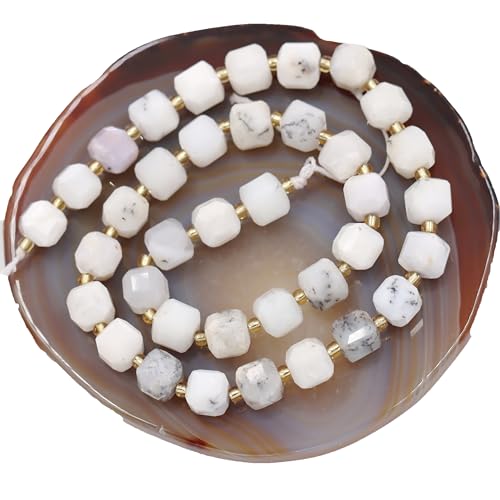 Natürliche facettierte Steinperlen zur Schmuckherstellung, verkauft pro Beutel, 5 Stränge im Würfel, weißer Jaspis, 8 mm Natürliche facettierte Steinperlen zur Schmuckherstellung, verkauft pro Beutel, 5 Stränge im Würfel, weißer Jaspis, 8 mm von generic