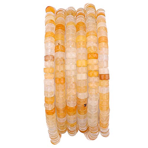 Natürliche gelbe Jade-Abstandshalter-Perlenkappen, loser Halbedelstein zum Perlenschmuckmachen, 4 mm x 2 mm, 38 cm von generic