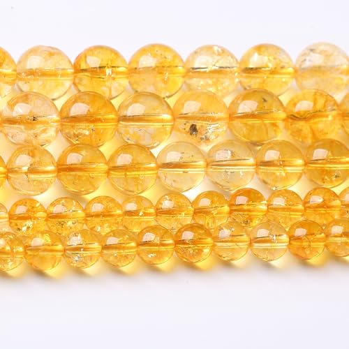 Natürliche gelbe Kristallperlen aus echtem Stein zur Schmuckherstellung, 1 Strang, 15,5 Zoll, 45 Stück, 8 mm von generic