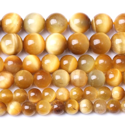 Natürliche goldene Tigeraugen, echte Steinperlen zur Schmuckherstellung, 1 Strang, 15,5 Zoll, 45 Stück, 8 mm von generic