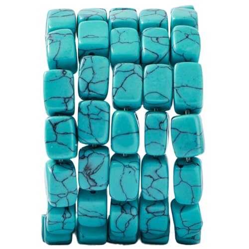 Natürliche große blaue türkise Würfelsteinperlen 8 x 11 mm 38 cm/Strang lose Halbedelstein-Quadratperlen zur Herstellung von Armbändern und Halsketten von generic