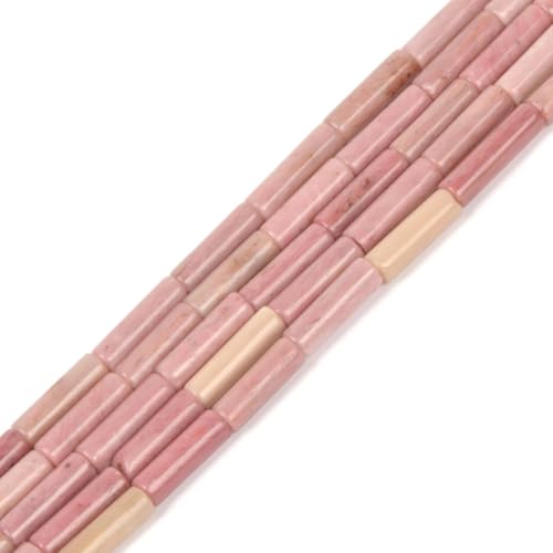 Natürliche rosa Rhodochrosit-Röhrenperlen, 13 x 4 mm, Säulenstein, Zylinder, Edelstein, lose Perlen zur Schmuckherstellung, Strang 15 Zoll (28–29 Stück) von generic