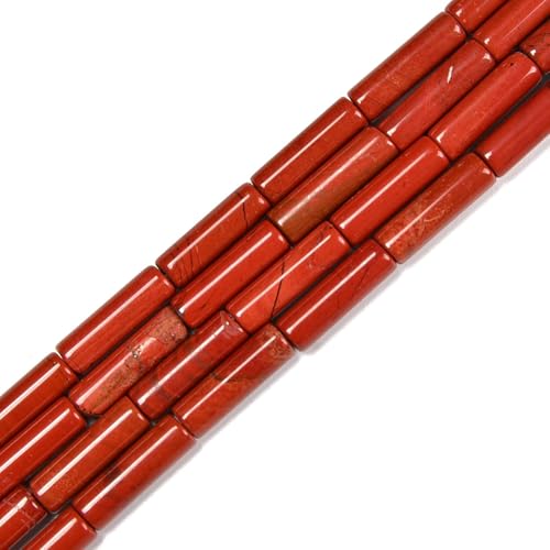 Natürliche rote Jaspis-Röhrenperlen, 13 x 4 mm, Säulenstein, Zylinder, Edelstein, lose Perlen zur Schmuckherstellung, Strang 15 Zoll (28–29 Stück) von generic
