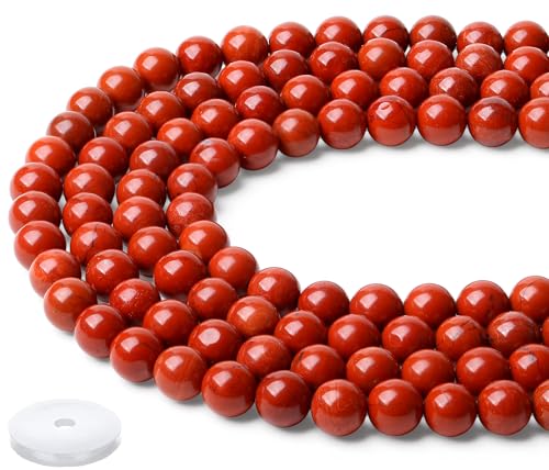 Natürliche rote Jaspisperlen, 100 Stück, 8 mm, Kristallperlen, lose, runde Steinperlen zum Selbermachen, für die Herstellung von Armbändern, Halsketten, Ohrringen oder Ringen von generic