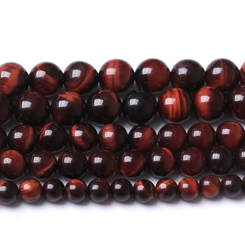 Natürliche rote Tigerauge-Perlen, Edelstein, rund, Kristall, Energie, echte Jade-Steinperlen für die Herstellung von DIY-Schmuck (Armband/Halskette), 1 Strang, 39,4 cm, 31 Stück, 12 mm von generic