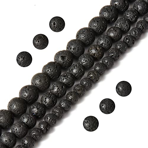 Natürliche schwarze Lava-Edelsteinperlen, rund, lose Perlen, 6 mm, 108 Stück von generic