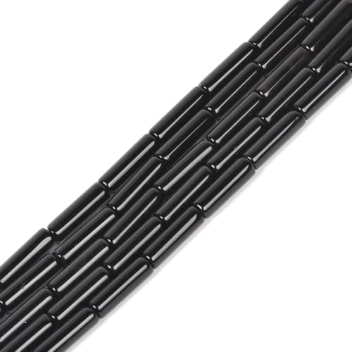 Natürliche schwarze Onyx-Röhrenperlen, 13 x 4 mm, Säulenstein, Zylinder, Edelstein, lose Perlen zur Schmuckherstellung, Strang 15 Zoll (28–29 Stück) von generic