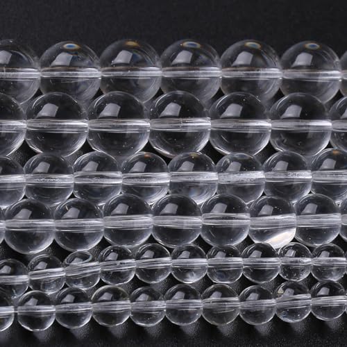 Natürliche weiße Glasperlen, Edelstein, rund, Kristall, Energie, echte Jadesteinperlen für die Herstellung von DIY-Schmuck (Armband/Halskette), 1 Strang, 39,4 cm, 50 Stück, 10 mm von generic