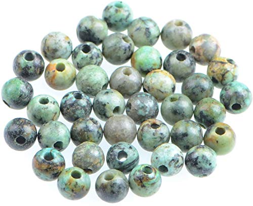 Natürlicher Edelstein, 8 mm, runde, lose Perlen, großes Loch, 2,5 mm, Größe 40 Stück (Afrikanisches Türkis) von generic