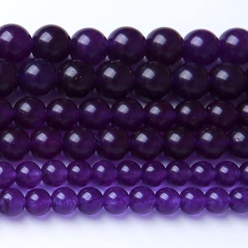 Natürlicher tiefvioletter Chalcedon, echte Steinperlen zur Schmuckherstellung, 1 Strang, 15,5 Zoll, 35 Stück, 10 mm von generic