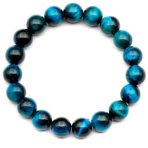 Natürliches blaues Tigerauge-Perlenarmband, echter blauer Kristall, Steinbock, Edelstein elastisch, 8 mm Perlen, Modeschmuck, Heilung von generic