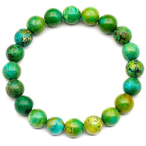 Natürliches grünes türkisfarbenes Perlenarmband, echter Kristall, Schütze, Edelstein, 8 mm Perlen, Modeschmuck, Heilung von generic