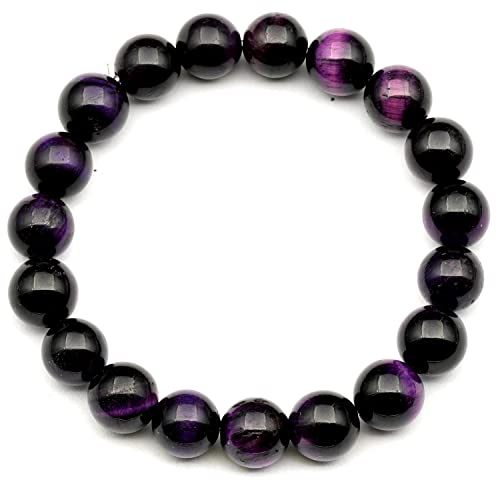 Natürliches lila Tigerauge Perlen dehnbares Armband, echter lila Kristall, Löwe, Edelstein elastisch, 8mm Perlen, Modeschmuck, Heilung von generic