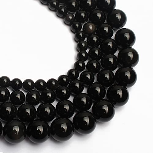 Naturstein, Opal, Granat, Agatha, Amazonit, Jaspis, glatt, rund, lose Perlen – (Farbe: Obsidian/Artikeldurchmesser: 10 mm, 36 Stück) von generic