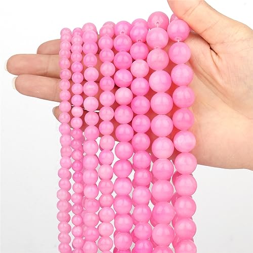 Naturstein-Bedas für die Schmuckherstellung, lose Abstandshalter, rund, DIY-Halskette, Armband, rosa Jade, 8 mm, 46 Stück von generic