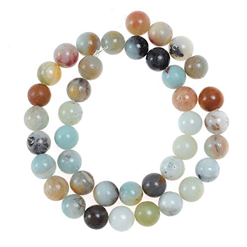 Natursteinperlen, 10 mm, Amazonit-Edelstein, runde lose Perlen, Kristall-Energiestein, Heilkraft für die Schmuckherstellung, DIY, 1 Strang, 38,1 cm von generic