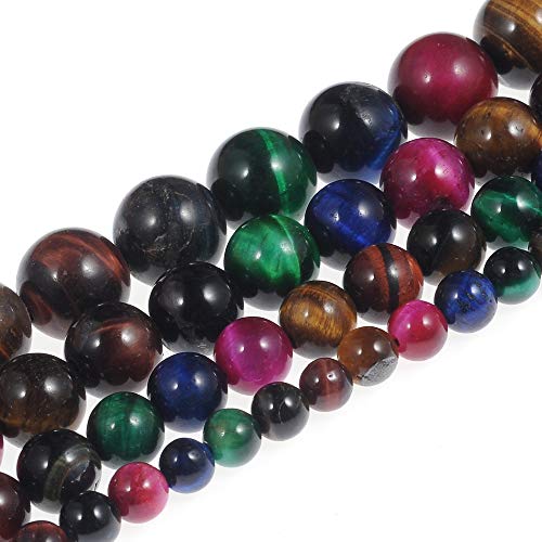 Natursteinperlen, 12 mm, mehrere Tigeraugenperlen, Edelstein, runde lose Perlen, Kristall-Energiestein, Heilkraft für die Schmuckherstellung, DIY, 1 Strang, 38,1 cm von generic