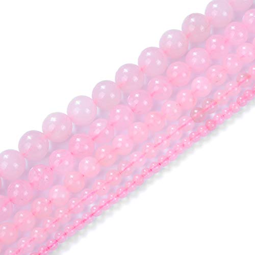 Natursteinperlen, 3 mm, Rosenquarz-Edelstein, runde lose Perlen, Kristall-Energiestein, Heilkraft für die Schmuckherstellung, DIY, 1 Strang, 38,1 cm von generic