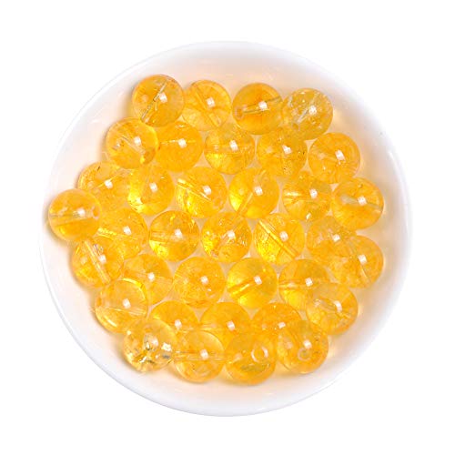 Natursteinperlen, 4 mm, Citrin-Edelstein, runde lose Perlen, Kristallheilkraft für die Schmuckherstellung, DIY, 1 Strang, 38,1 cm von generic