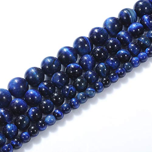 Natursteinperlen, 4 mm, Lapislazuli, blauer Tigerauge-Edelstein, runde lose Perlen, Kristallenergie für die Schmuckherstellung, DIY, 1 Strang, 38,1 cm von generic