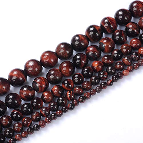 Natursteinperlen, 4 mm, roter Tigerauge-Edelstein, runde lose Perlen, Kristall-Energiestein, Heilkraft für die Schmuckherstellung, DIY, 1 Strang, 38,1 cm von generic