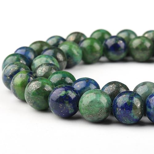 Natursteinperlen, Edelstein zur Schmuckherstellung – Kristall für Armbänder, 6 mm Jaspis, runde lose Perlen (59–62 Stück, 6 mm, Chrysokoll) von generic