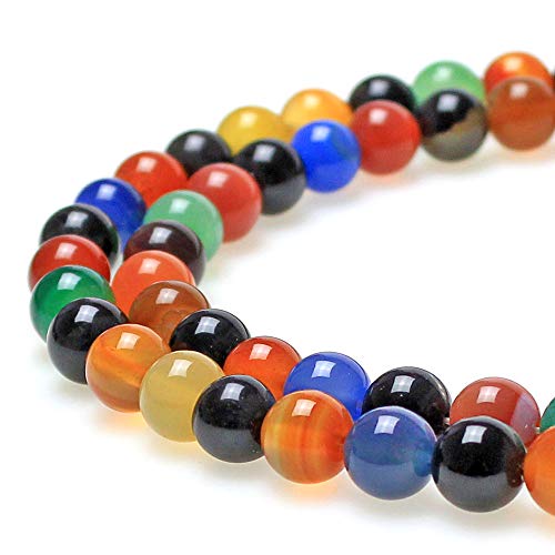 Natursteinperlen, bunte Achatperlen, runde lose Perlen für die Herstellung von Halsketten, Armbändern und Schmuck (10 mm) (270 kf) von generic