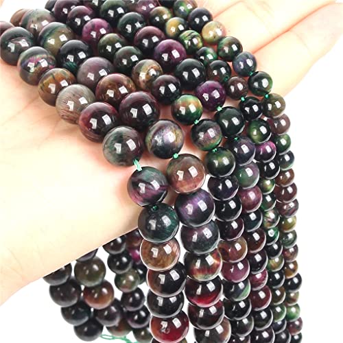 Natursteinperlen, bunte Tigerauge-Achate, runde, lose Abstandsperlen für Schmuckherstellung, DIY-Armband, Pfau, AAA, 10 mm, 36–38 Stück Natursteinperlen, bunte Tigerauge-Achate, runde, lose Abstandsperlen für Schmuckherstellung, DIY-Armband, Pfau, AAA, 10 mm, 36–38 Stück von generic
