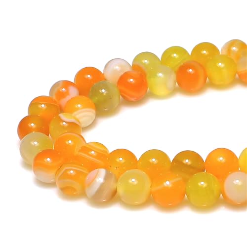 Natursteinperlen, orange gestreifter Achat, runde lose Perlen für die Schmuckherstellung, DIY-Armband, Halskette (6 mm) von generic