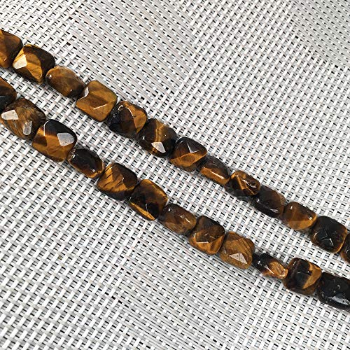 Natursteinperlen, quadratisch, facettiert, Tigerauge, Edelstein, lose Perlen zur Schmuckherstellung, 20 cm, 2 Stränge von generic
