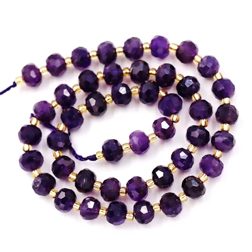 Natursteinperlen zur Herstellung von Armbändern und Halsketten. Verkauft pro Beutel, 5 Stränge und eine Rolle Kordel im Inneren, facettierte Rondell, dunkler Amethyst, 8 mm Natursteinperlen zur Herstellung von Armbändern und Halsketten. Verkauft pro Beutel, 5 Stränge und eine Rolle Kordel im Inneren, facettierte Rondell, dunkler Amethyst, 8 mm von generic
