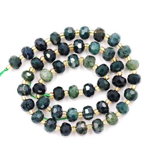 Natursteinperlen zur Herstellung von Armbändern und Halsketten. Verkauft pro Beutel, 5 Stränge und eine Rolle Kordel innen, facettierte Rondell-Moosachat, 8 mm Natursteinperlen zur Herstellung von Armbändern und Halsketten. Verkauft pro Beutel, 5 Stränge und eine Rolle Kordel innen, facettierte Rondell-Moosachat, 8 mm von generic