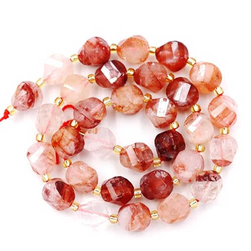 Natursteinperlen zur Schmuckherstellung zum Selbermachen, Verkauf pro Beutel, 5 Stränge und eine Rolle Kordel innen, facettiert, S-förmig, Sakura-Karneol, 8 mm Natursteinperlen zur Schmuckherstellung zum Selbermachen, Verkauf pro Beutel, 5 Stränge und eine Rolle Kordel innen, facettiert, S-förmig, Sakura-Karneol, 8 mm von generic
