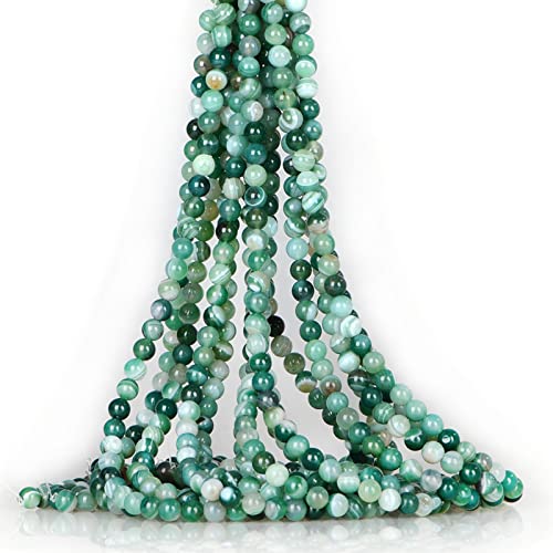 Perlen (grün gestreifter Achat) Naturstein, rund, Kristall, Energiestein, Heilkraft für die Schmuckherstellung, DIY, 1 Strang, 35–37 Stück (10 mm) von generic