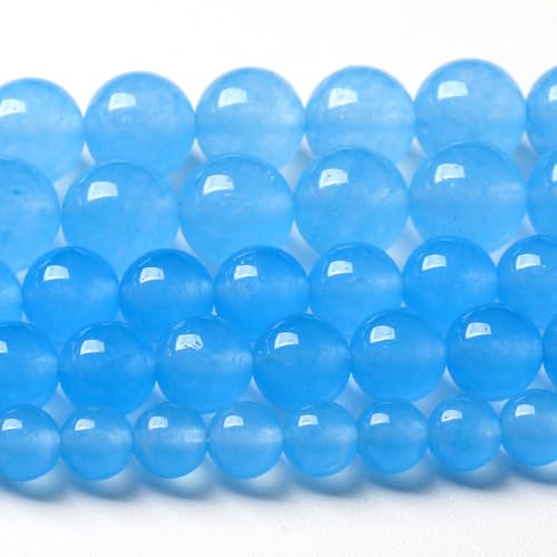 Perlen aus Naturstein, Aquamarin, blaue Chalcedon, 8 mm, rund, lose Perlen für die Schmuckherstellung, Armbänder, 90 Stück, 2 Stränge, 81,3 cm von generic