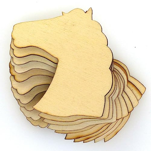 Pferdekopf-Bastelformen aus Holz, 3 mm, Sperrholz (15 x 15 cm, Loch oben mittig), 10 Stück von generic