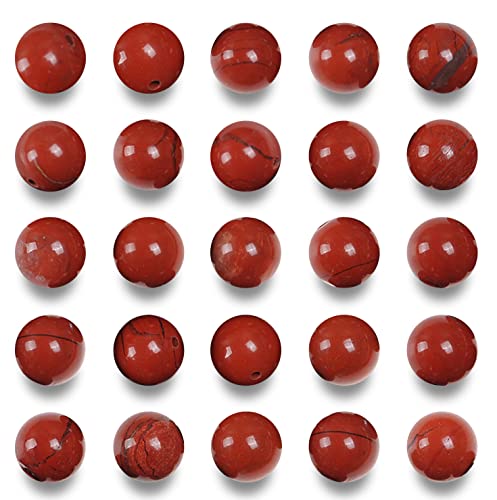 Rote Steinperlen zur Schmuckherstellung, 10 mm, runde Steinperlen für Armbänder, natürlicher Jaspisstein, 36 Stück/Strang Rote Steinperlen zur Schmuckherstellung, 10 mm, runde Steinperlen für Armbänder, natürlicher Jaspisstein, 36 Stück/Strang von generic