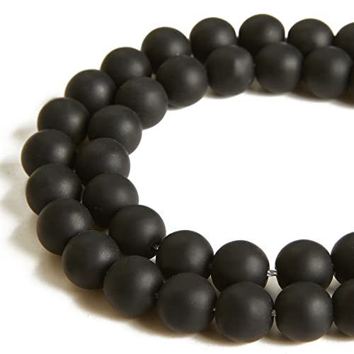 Runde, lose Perlen aus natürlichem Edelstein, mattschwarz, 10 mm, zur Schmuckherstellung, 35 Stück Runde, lose Perlen aus natürlichem Edelstein, mattschwarz, 10 mm, zur Schmuckherstellung, 35 Stück von generic
