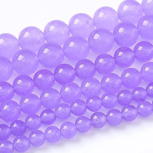 Runde lose Perlen, natürliche Edelsteinperlen, Kristallperlen zur Schmuckherstellung, 38,1 cm (Lavendel-Chalcedon, 10 mm) von generic