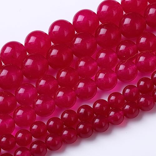 Runde lose Perlen, natürliche Edelsteinperlen, Kristallperlen zur Schmuckherstellung, 38,1 cm (dunkelrosa Chalcedon, 8 mm) von generic