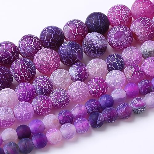 Runde lose Perlen, natürliche Edelsteinperlen, Kristallperlen zur Schmuckherstellung, 38,1 cm (lila mattierter Achat, 8 mm) von generic