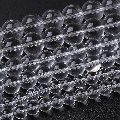 Runde lose Perlen, natürliche Edelsteinperlen, Kristallperlen zur Schmuckherstellung, 38,1 cm (weißes Kristallglas, 6 mm) von generic
