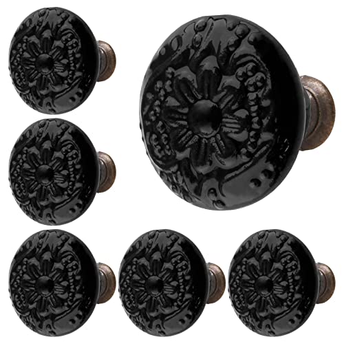 Schrankknöpfe und -Griffe aus schwarzer Keramik, für Küche, Retro-Kommoden, Schubladen, dekorative Möbelknöpfe und -Griffe für Schubladen, Kommoden, Schränke, Wandschränke, 34 mm D von generic