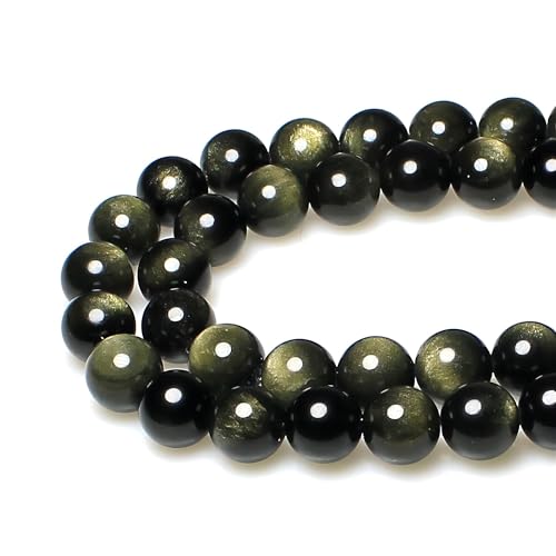 Seltene Kollektion Natursteinperlen, Gold-Obsidian, runde lose Perlen für die Schmuckherstellung, DIY-Armband, Halskette (12 mm) von generic