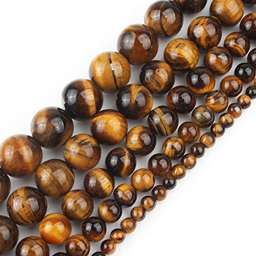 Song Xi Natürliche gelbe Tigerauge-Steinperlen zur Schmuckherstellung, 10 mm, 15 Zoll von generic