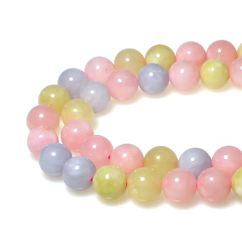 Steinperlen, 10 mm, 35 Stück, rund, Morganit-Farbe, Jade, lose Edelsteinperlen, Anhänger zur Schmuckherstellung, Armband, Halskette, Ohrring, Anhänger (378, mf) von generic