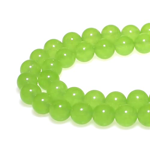 Steinperlen, 10 mm, 35 Stück, rund, fruchtgrün, Jade, lose Edelsteinperlen, Anhänger zur Schmuckherstellung, Armband, Halskette, Ohrring, Anhänger (298, mf) von generic