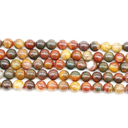 Steinperlen zur Schmuckherstellung, Verkauf pro Beutel, 5 Stränge im Inneren, roter Picasso-Jaspis, 8 mm von generic