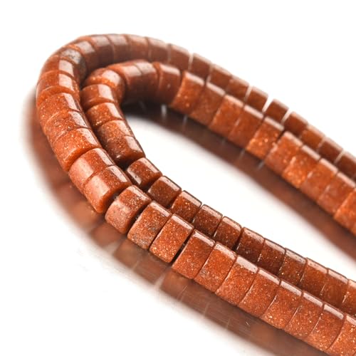 Strang Naturstein 3 x 6 mm Edelsteinröhre Rondell Spacer Lose Steinperlen (105–110 Stück) Golden Sand von generic